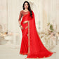 Red Festive Wear Zari Chiffon Saree