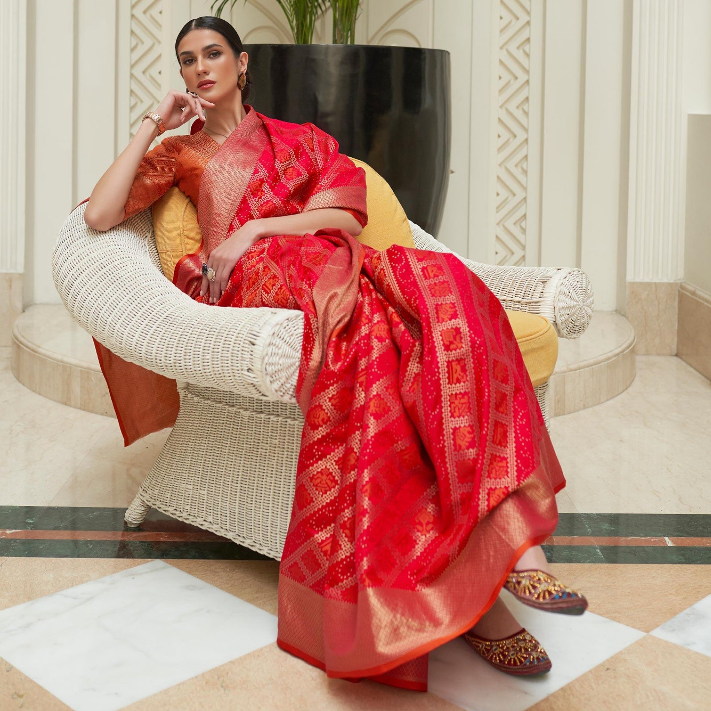 Red Woven Patola Silk Saree