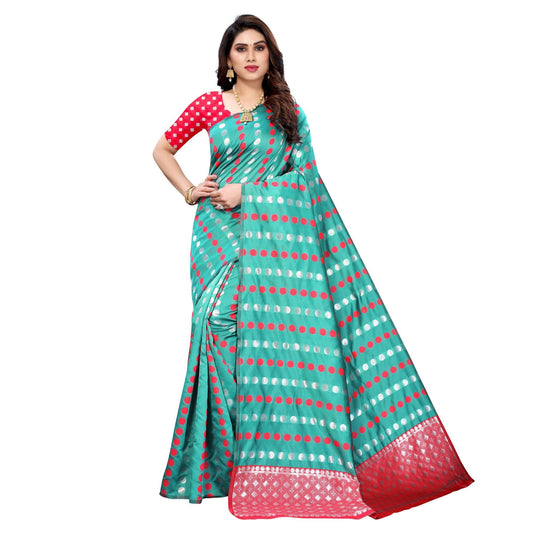 Sea Green Casual Wear Woven Banarasi Silk Saree