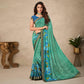 Sea Green Floral Printed Art Silk Saree