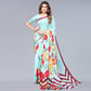 Sky Blue Floral Printed Chiffon Saree