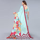 Sky Blue Floral Printed Chiffon Saree