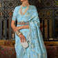 Sky Blue Woven Art Silk Saree