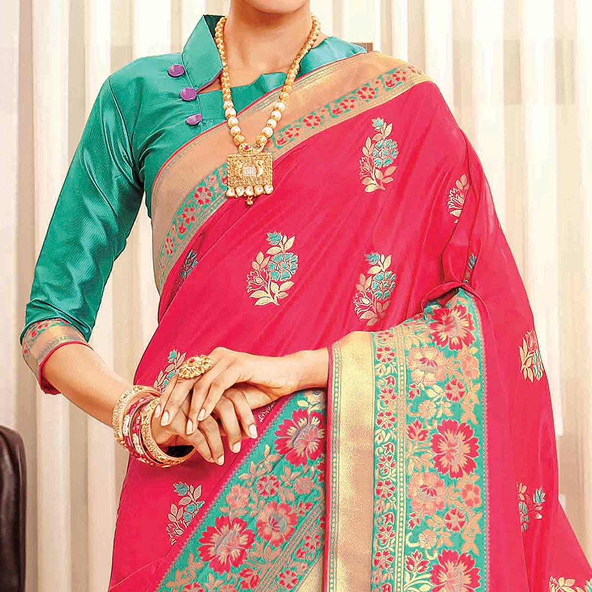 Trendy Dark Pink Colored Festive Wear Woven Banarasi Silk Saree