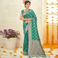 Turquoise Woven Art Silk Saree With Tassels