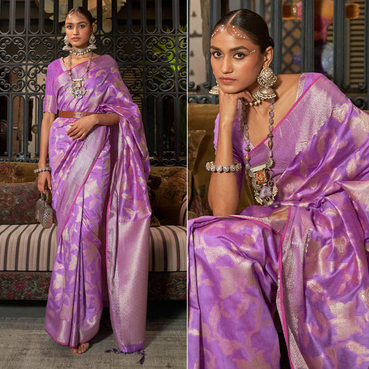 Violet Woven Art Silk Saree