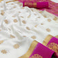 White Festive Wear Jacquard Border Soft Silk Saree