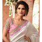 White Floral Sequins Embroidered Georgette Saree