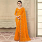 Yellow Casual Wear Printed Chiffon Saree with Banarasi Border