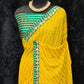 Yellow Casual Wear Printed Georgette Saree With Lace Border