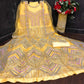 Yellow Designer Partywear Embroidered Heavy Net Anarakali Suit