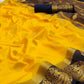 Yellow Festive Wear Jacquard Border Soft Silk Saree