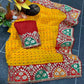 Yellow Festive Wear Printed With Gota Lace Gerogatte Saree