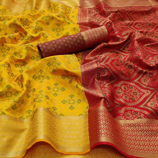 Yellow Festive Wear Woven Patola Silk Saree