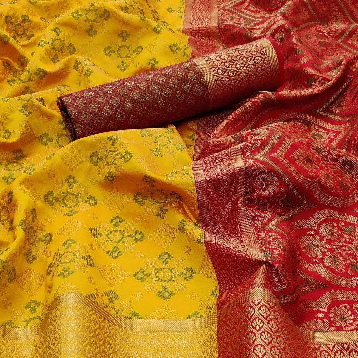 Yellow Festive Wear Woven Patola Silk Saree