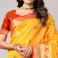 Yellow Festive Wear Woven Soft Silk Saree With Jacquard Border