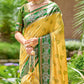 Yellow Woven Banarasi Silk Saree With Tassels