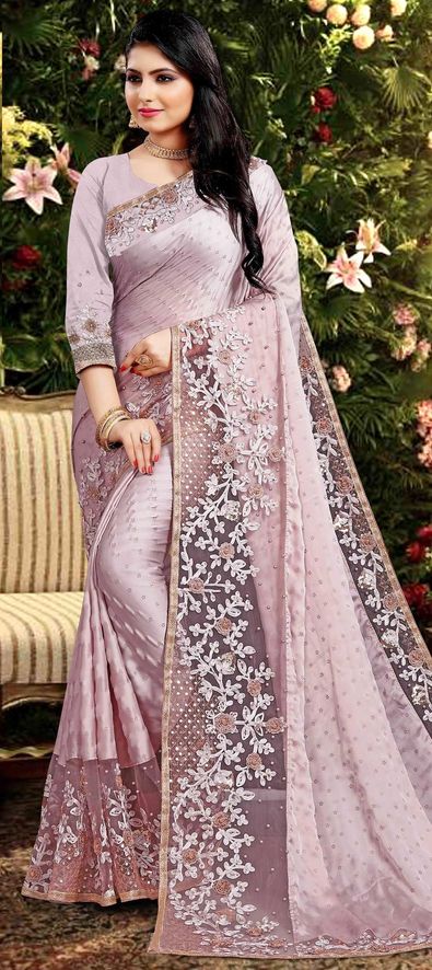 Silk Traditional Saree in Pink and Majenta with Sequence Work-1640707