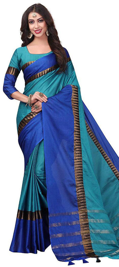 Silk Traditional Saree in Blue with Printed Work-1696664