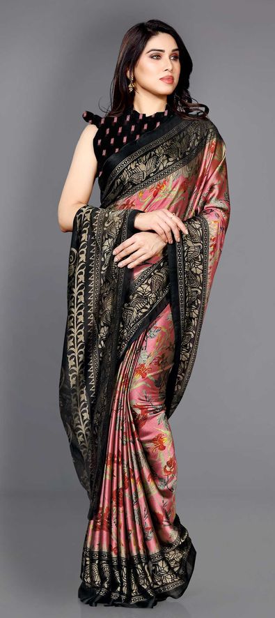 Chiffon Casual Saree in Pink and Majenta with Printed Work-1709978