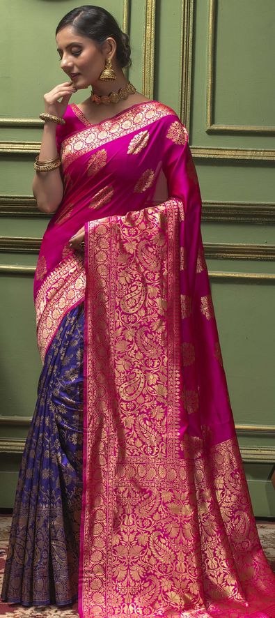 Silk Traditional Saree in Purple and Violet with Weaving Work-1728470