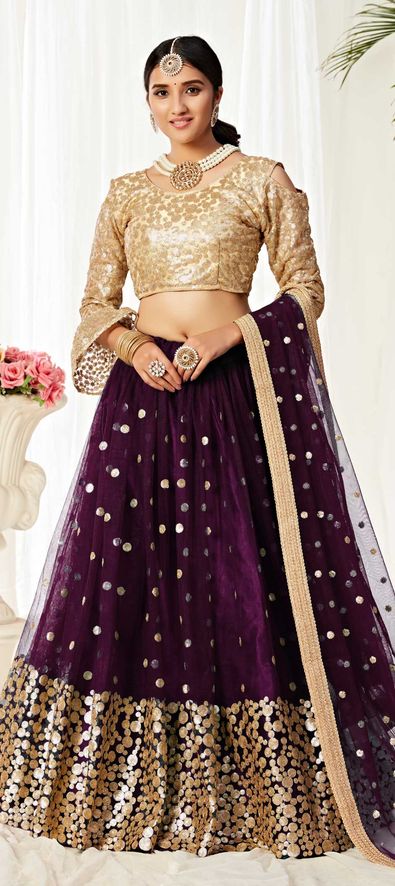 Net Engagement Lehenga in Purple and Violet with Sequence work-1774086