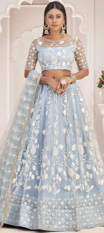 Net Festive Lehenga in Blue with Sequence work-1847645