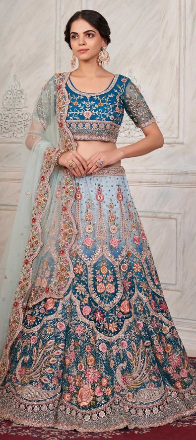 Net Reception Lehenga in Blue with Stone work-1862462