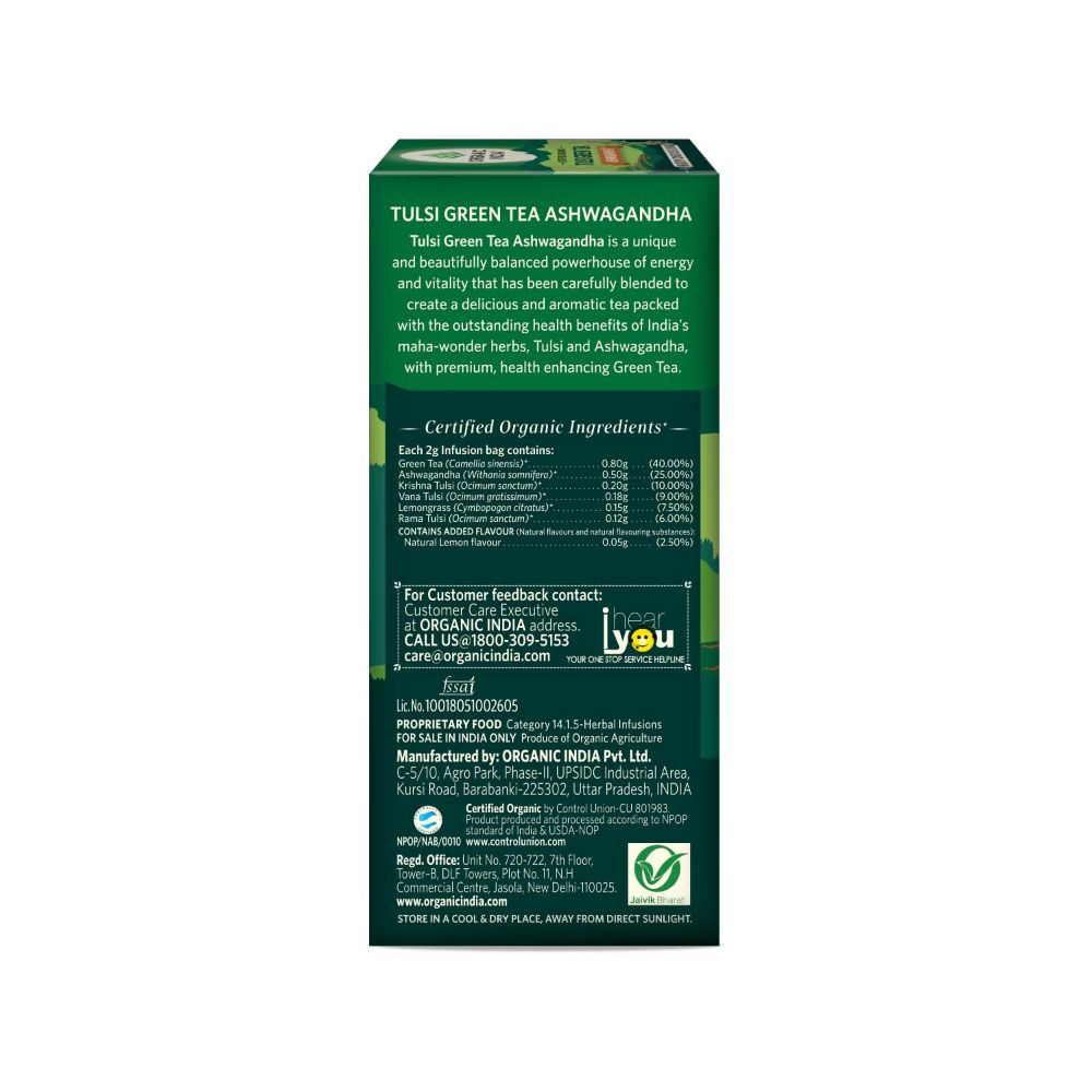 Organic India Tulsi Green Tea Ashwagandha