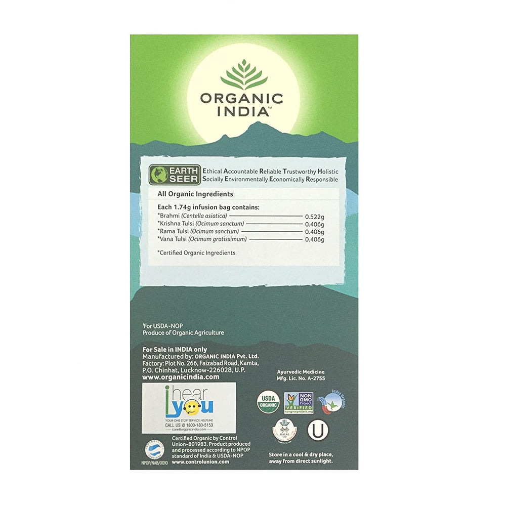 Organic India Tulsi Brahmi Tea 25 Tea Bags