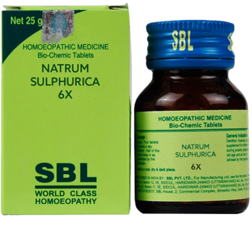 SBL Homeopathy Natrum Sulphuricum Biochemic Tablets - 6X - 25 gm