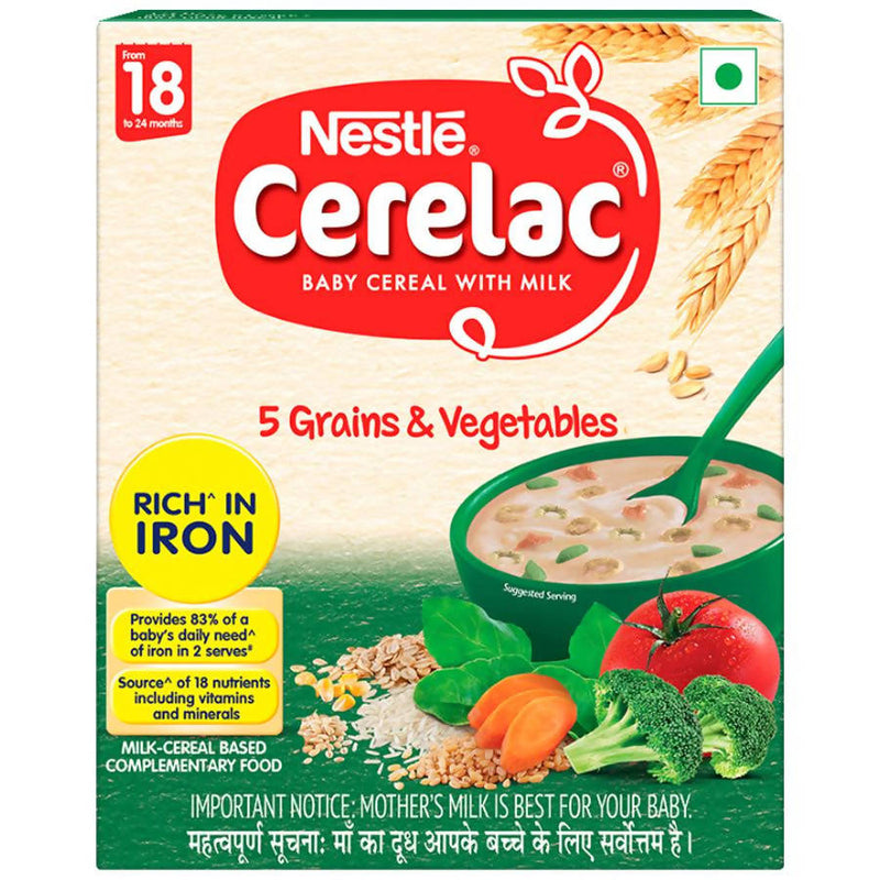 Nestle Cerelac Baby Cereal with Milk, 5 Grains & Vegetables ? from 18 to 24 Month - 300 gm