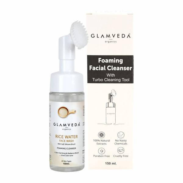 Glamveda Rice Water Brightening Foaming Face Wash With Soft Silicone Brush