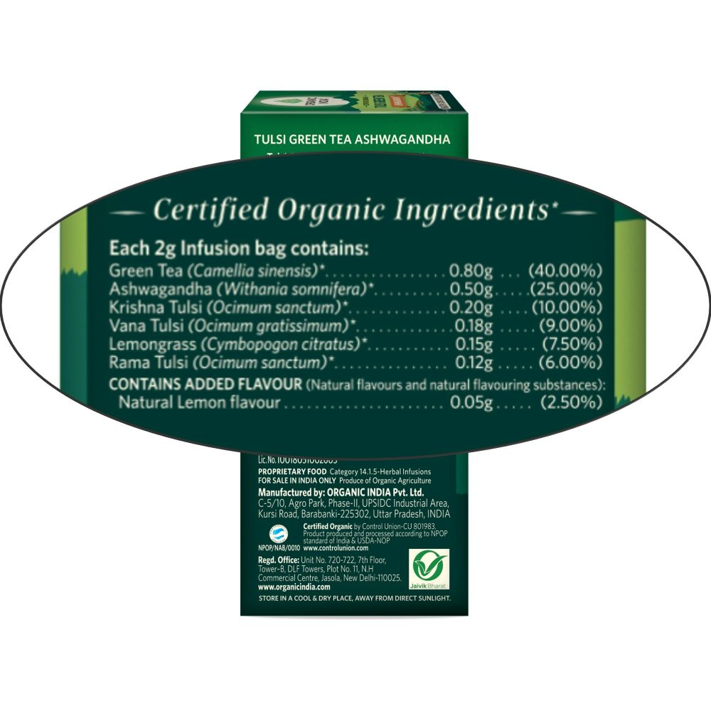 Organic India Tulsi Green Tea Ashwagandha