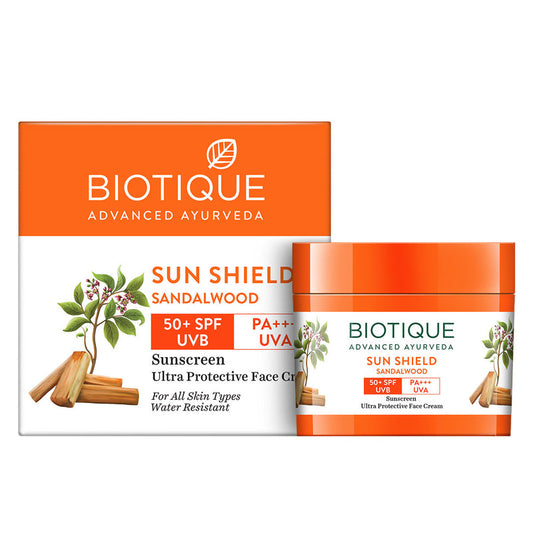 Biotique Advanced Ayurveda Sun Shield sandalwood 50+SPF UVB Sunscreen